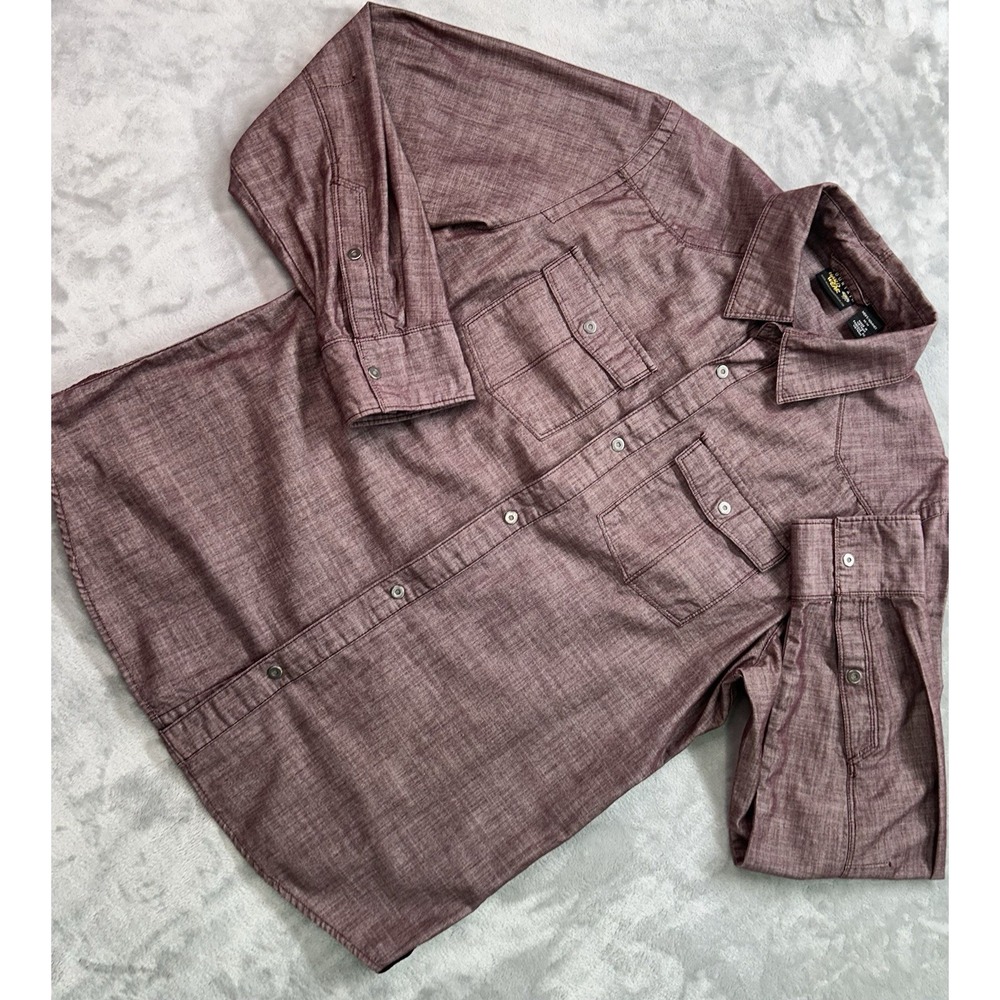 Mountain Hard Wear Mens Med Plum Chambray Utility Western Ranch Camp Hiking Snap